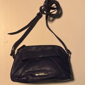 Small Nine West Bag Navy Leather Crossbody Bag Bow Front Design Classic Style